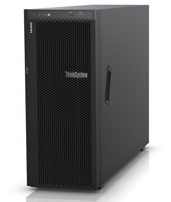 The image shows a Lenovo ThinkSystem ST550 tower server.